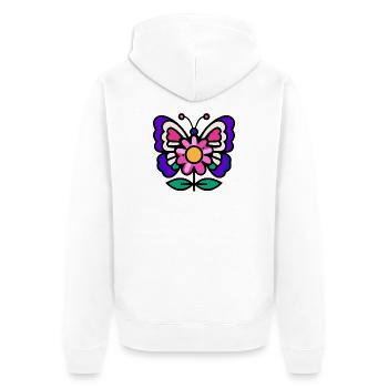 Papillon sur fleur - Veste à capuche bio Premium Unisexe - blanc - Dos - Thijin (182cm)