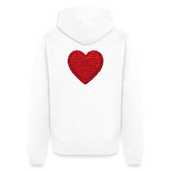 Herz im bestickten Look (gedruckt) - Unisex Premium Bio Zip Hoodie - Weiß - Hinten - Thijin (182cm)