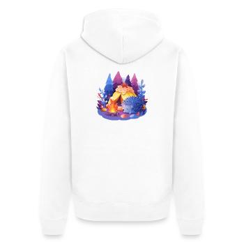Schlafender Igel am Lagerfeuer - Unisex Premium Bio Zip Hoodie - Weiß - Hinten - Thijin (182cm)