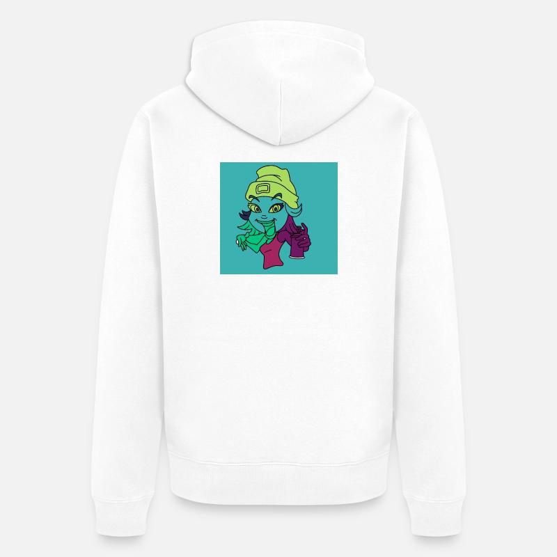 Neon-Graffiti-Maskottchen - Unisex Premium Bio Zip Hoodie - Weiß