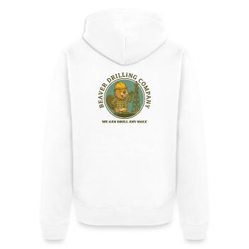 Beaver Drilling Co peut percer n’importe quel trou. Terre - Veste à capuche bio Premium Unisexe - blanc - Dos - Thijin (182cm)