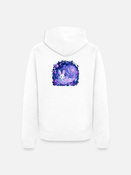 Sugar Cave Bunny in Candy Light - Unisex Premium Organic Zip Hoodie - white