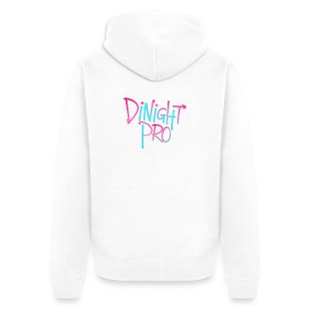 Dinight Pro Neon Gradient - Unisex Premium Bio Zip Hoodie - Weiß - Hinten - Thijin (182cm)