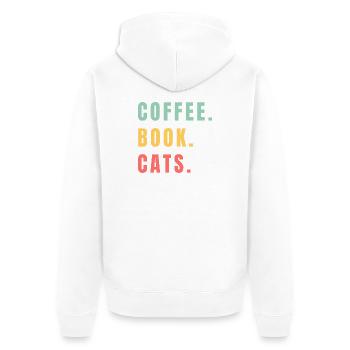 CHATS DU LIVRE CAFÉ - Veste à capuche bio Premium Unisexe - blanc - Dos - Thijin (182cm)