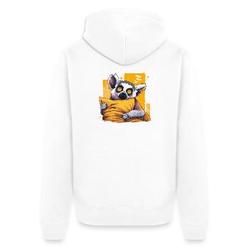 Yeux néon de héros câlin de lémurien - Veste à capuche bio Premium Unisexe - blanc - Dos - Thijin (182cm)