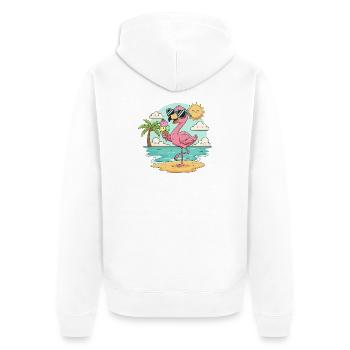 Flamingo am Strand mit Eis & Sonne - Unisex Premium Organic Zip Hoodie - white - Back - Thijin (182cm)
