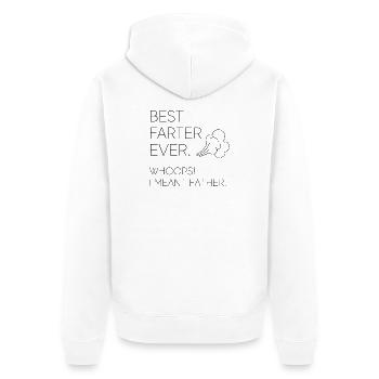 Bester Furzer Aller Zeiten – Ups, Ich Meinte Vater - Unisex Premium Bio Zip Hoodie - Weiß - Hinten - Thijin (182cm)