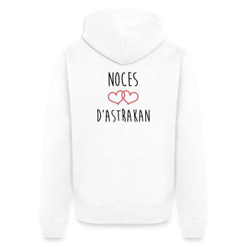 Anniversaire Mariage - Noces d'Astrakan (64 ans) - Veste à capuche bio Premium Unisexe - blanc - Dos - Thijin (182cm)
