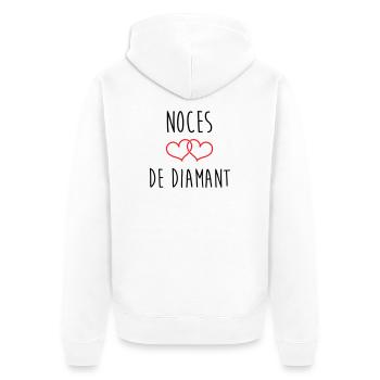 Anniversaire Mariage - Noces de Diamant (60 ans) - Veste à capuche bio Premium Unisexe - blanc - Dos - Thijin (182cm)