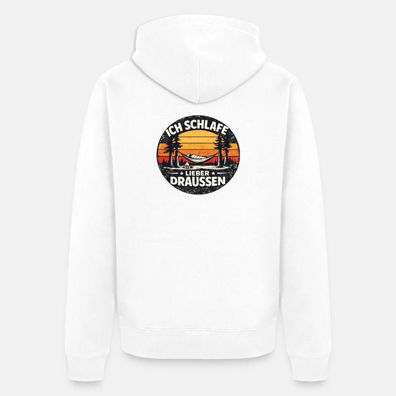 Je préfère dormir dehors - Veste à capuche bio Premium Unisexe - blanc