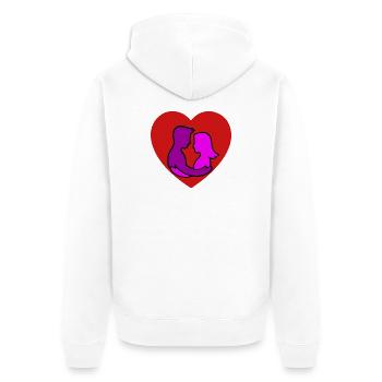 Heart Silhouette Love Couple - Unisex Premium Organic Zip Hoodie - white - Back - Thijin (182cm)