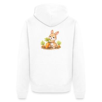 Cute bunny harvesting carrot in the garden - Unisex Premium Organic Zip Hoodie - white - Back - Thijin (182cm)