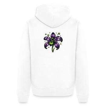 Purple Orchid Flower Botany - Unisex Premium Organic Zip Hoodie - white - Back - Thijin (182cm)