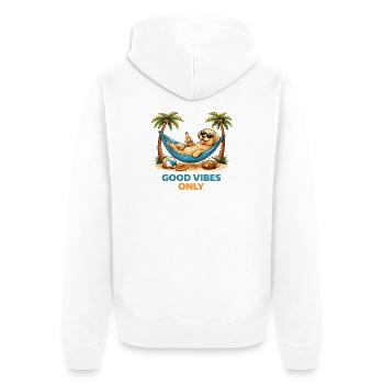 Chiot dans le hamac – Mode Relax - Veste à capuche bio Premium Unisexe - blanc - Dos - Thijin (182cm)
