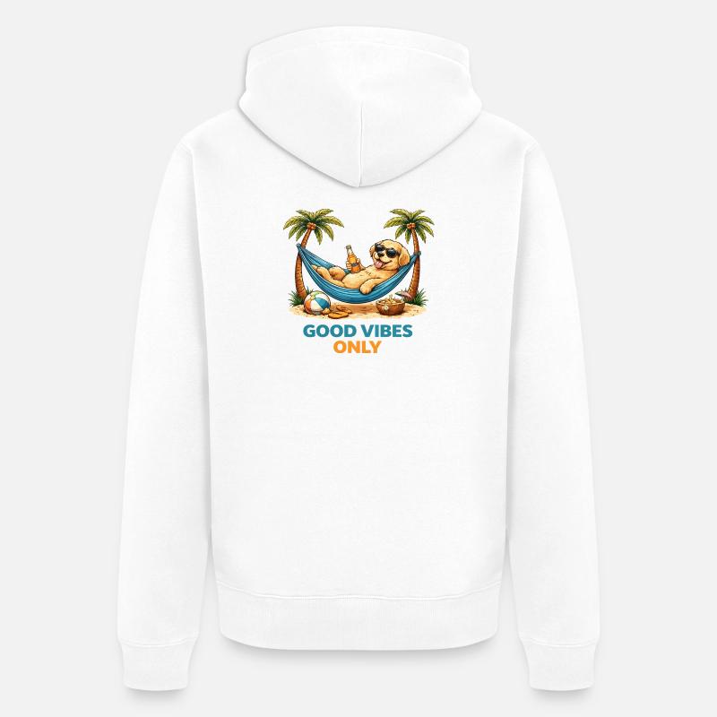 Chiot dans le hamac – Mode Relax - Veste à capuche bio Premium Unisexe - blanc