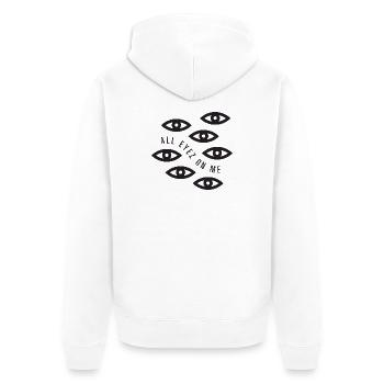 Alle Augen sind auf mich gerichtet - Unisex Premium Bio Zip Hoodie - Weiß - Hinten - Thijin (182cm)