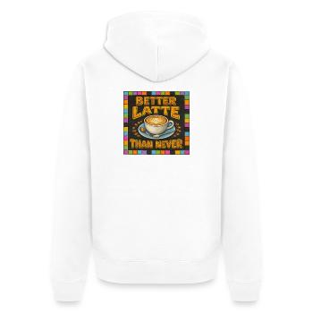 Besser Latte als nie - Unisex Premium Bio Zip Hoodie - Weiß - Hinten - Thijin (182cm)