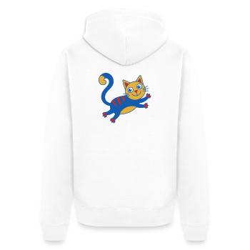 Saut magique du chat coloré - Veste à capuche bio Premium Unisexe - blanc - Dos - Thijin (182cm)
