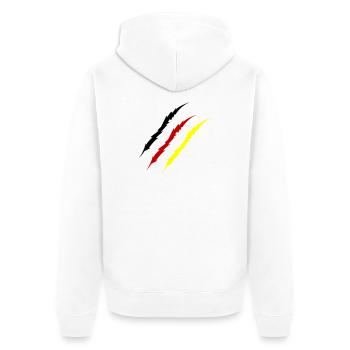 krallen_deutschland_-2- - Unisex Premium Bio Zip Hoodie - Weiß - Hinten - Thijin (182cm)