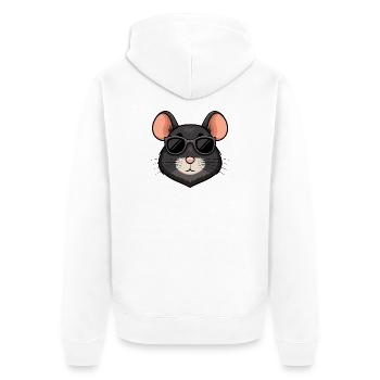 Mouse chic schwarze Brille - Unisex Premium Bio Zip Hoodie - Weiß - Hinten - Thijin (182cm)