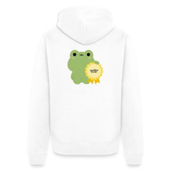 Certified Clingy Frog Badge - Unisex Premium Organic Zip Hoodie - white - Back - Thijin (182cm)