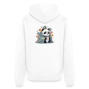 Kuschelpanda unter Wolkendecke - Unisex Premium Bio Zip Hoodie - Weiß - Hinten - Thijin (182cm)