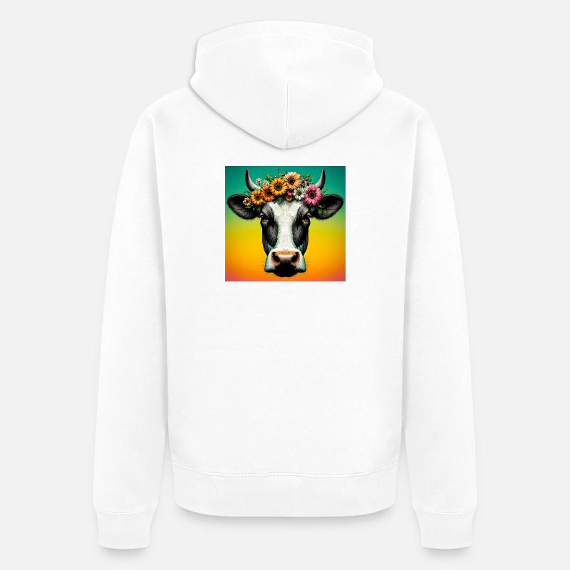cow - Unisex Premium Organic Zip Hoodie - white