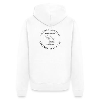 Catfish Hunters - Legends Never Die - Unisex Premium Bio Zip Hoodie - Weiß - Hinten - Thijin (182cm)
