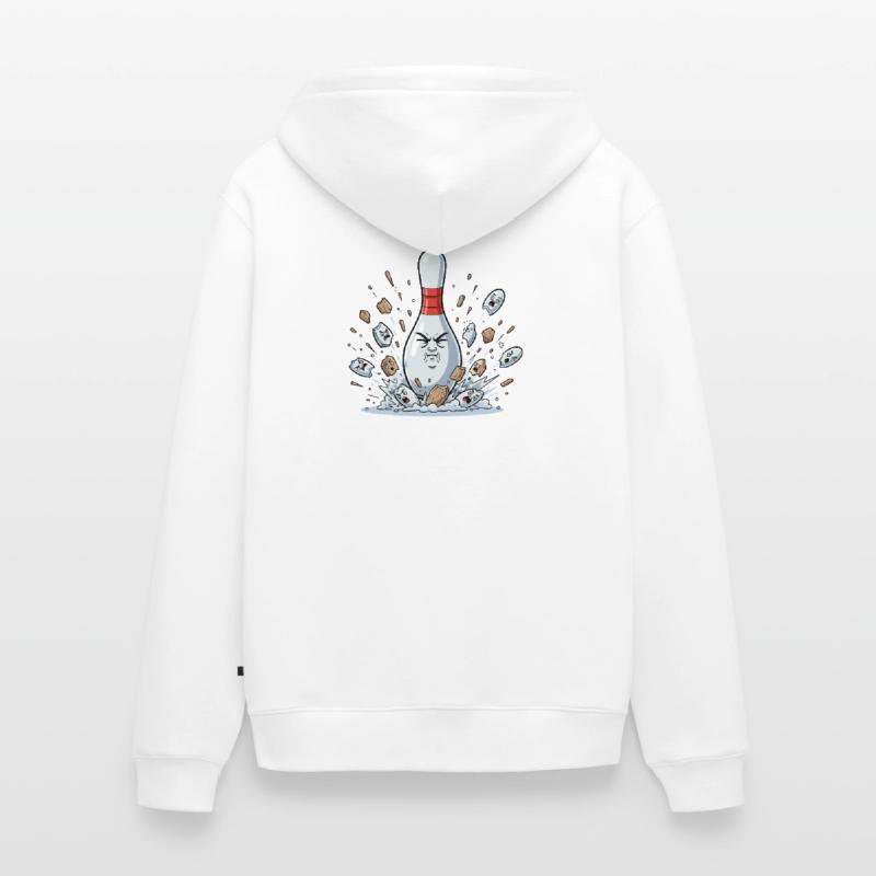 Exploding Bowling Pin Cartoon Unisex Premium Organic Zip Hoodie