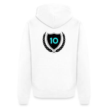 Neon Ten Numeral Print - Unisex Premium Organic Zip Hoodie - white - Back - Thijin (182cm)