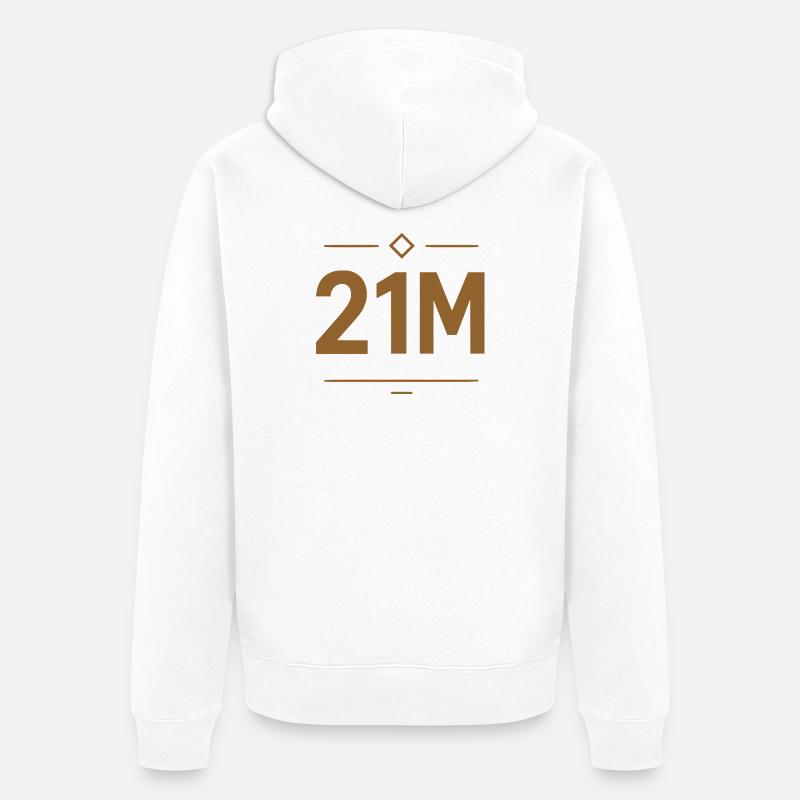 Conception de la limite Bitcoin 21M - Veste à capuche bio Premium Unisexe - blanc