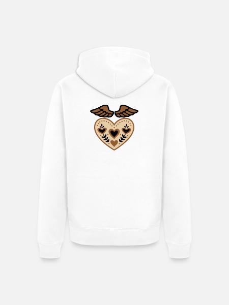 Heart Wings Guardian Angel Tattoo - Unisex Premium Organic Zip Hoodie - white