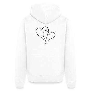 Deux cœurs dans le dessin au trait minimaliste - Veste à capuche bio Premium Unisexe - blanc - Dos - Thijin (182cm)