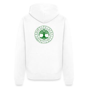 Wikinger Baum Keltischer Knoten - Unisex Premium Bio Zip Hoodie - Weiß - Hinten - Thijin (182cm)