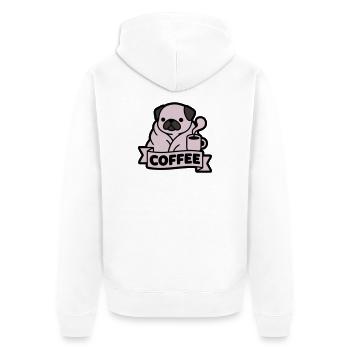 Bannière du Café du Matin du Carlin - Veste à capuche bio Premium Unisexe - blanc - Dos - Thijin (182cm)