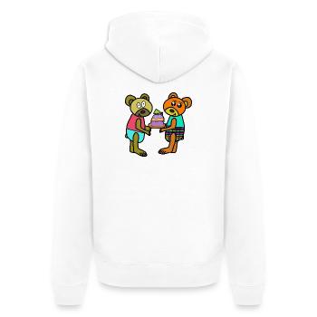 Teddy Valentine Muffin Cake Birthday Bear - Unisex Premium Organic Zip Hoodie - white - Back - Thijin (182cm)