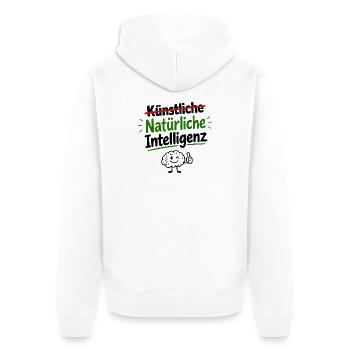 Natürliche Intelligenz gibt es auch (noch) - Unisex Premium Bio Zip Hoodie - Weiß - Hinten - Thijin (182cm)