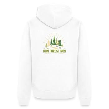 Trailrunning – Run Forest Run - Unisex Premium Bio Zip Hoodie - Weiß - Hinten - Thijin (182cm)