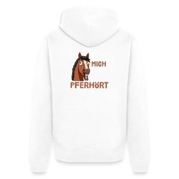 Ich Hab Mich Da Wohl Pferhört Pferd  - Unisex Premium Bio Zip Hoodie - Weiß - Hinten - Thijin (182cm)