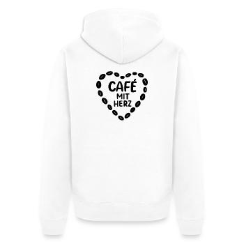 Cafe mit herz Kaffee Koffein Kaffeetrinker - Unisex Premium Bio Zip Hoodie - Weiß - Hinten - Thijin (182cm)