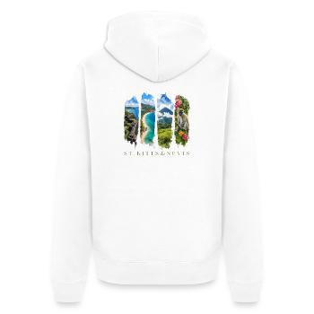 Voyage à Saint-Christophe-Nevis – Île des Caraïbes et culture - Veste à capuche bio Premium Unisexe - blanc - Dos - Thijin (182cm)