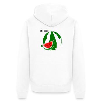 Melone - Unisex Premium Bio Zip Hoodie - Weiß - Hinten - Thijin (182cm)
