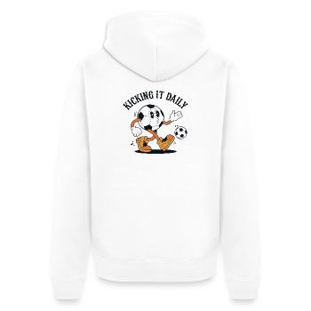 Retro Football Cartoon - Kicking It Daily - Unisex Premium Organic Zip Hoodie - white - Back - Thijin (182cm)