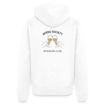 Wine T-Shirt | Apéro Society Gift Idea - Unisex Premium Organic Zip Hoodie - white - Back - Thijin (182cm)