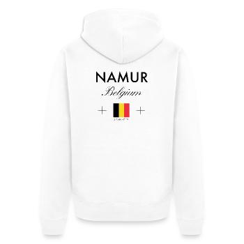 Namur Belgien Koordinaten Reise Souvenir - Unisex Premium Bio Zip Hoodie - Weiß - Hinten - Thijin (182cm)