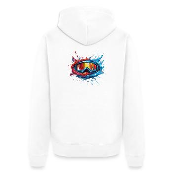 Snowboarding Brille - Unisex Premium Bio Zip Hoodie - Weiß - Hinten - Thijin (182cm)