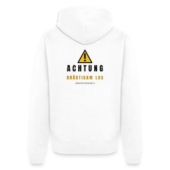 Achtung Brautpaar Junggesellenabschied - Unisex Premium Bio Zip Hoodie - Weiß - Hinten - Thijin (182cm)