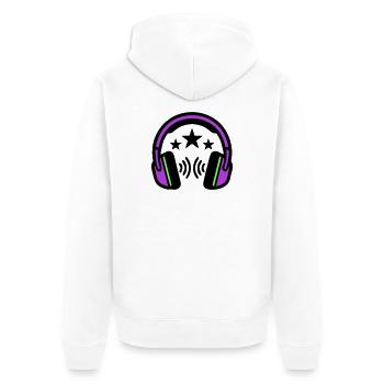 Logo sonore des écouteurs DJ - Veste à capuche bio Premium Unisexe - blanc - Dos - Thijin (182cm)