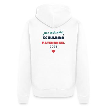 Einschulung 2026 Patenonkel - Schulkind Geschenk S - Unisex Premium Bio Zip Hoodie - Weiß - Hinten - Thijin (182cm)
