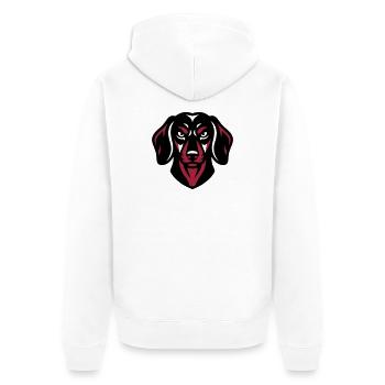 Schwarzer Dackel Logo - Unisex Premium Bio Zip Hoodie - Weiß - Hinten - Thijin (182cm)